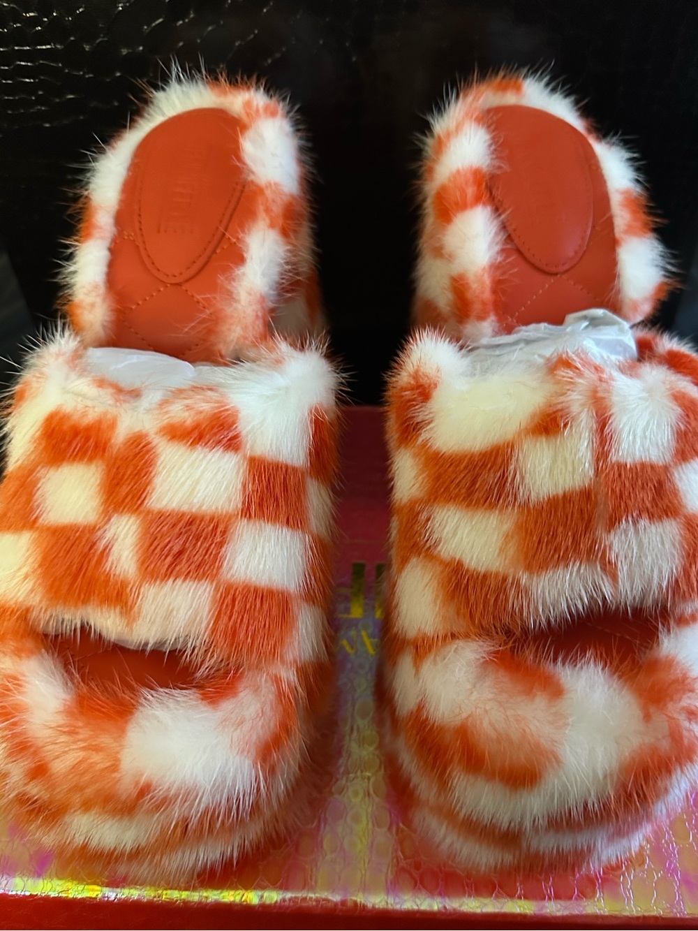 Jennifer Le Fur Checkerboard platform - Orange & White